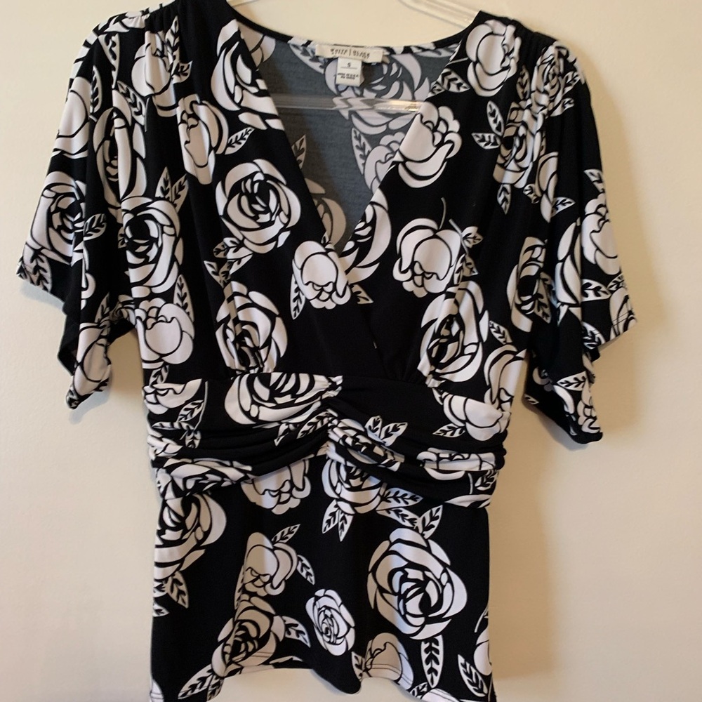 White House Black Market Floral Wrap Blouse